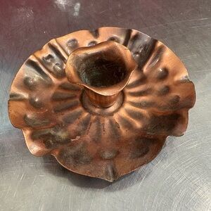 VINTAGE GREGORIAN COPPER CANDLE HOLDER 4 x 4 x 1 1/2 INCHES CANDLESTICK DECOR